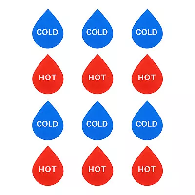 Self Stick Hot And Cold Water Label 6 Pairs/12 Pack Drop Shape Signs Red/Blue • $7.93