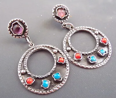 VTG Matl Matilde Poulat Style Earrings Dangle Hoops • $60