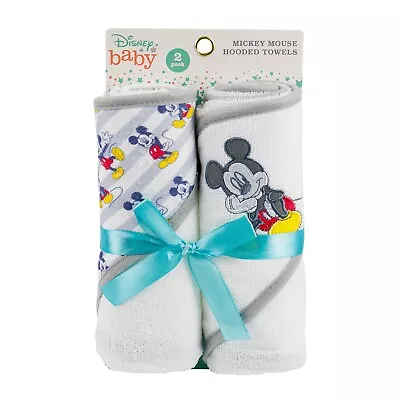 Disney Baby Mickey Mouse 2 Pack Rolled Hooded Towels On Header Card GS71478 • $14.99