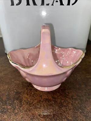 Maling Pink Lustre With Gold Edging Small Basket Vintage Very Good Condition • £7
