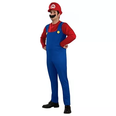 Mario Costume Adult Super Mario Brothers Halloween Fancy Dress • $17.35