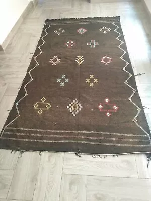 4′9″ X 8′2″ Stunning Moroccan Handmade Sabra Cactus Silk Rug Kilim Berber Rug • $300