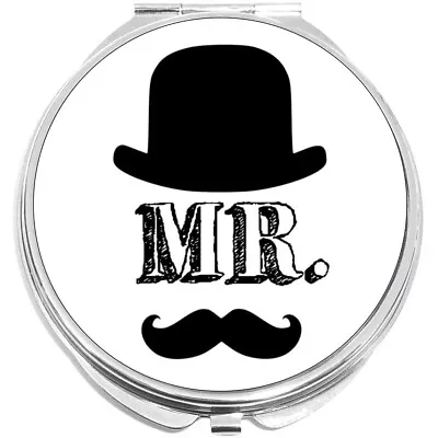 Mr Moustache Compact With Mirrors - Perfect For Your Pocket Or Purse • $16.88