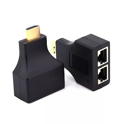 2 Pcs HDMI Over RJ45 CAT5e CAT6 UTP LAN Ethernet Extender Repeater 1080P 3D • $7.03