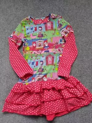 *oilily* Girls Long Sleeve Multicoloured Ruffle Skirt Dress  7 Yrs 122 Cm • £10.99