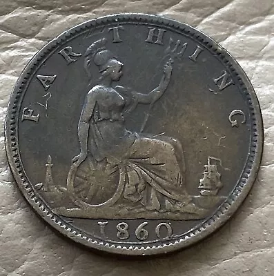 1860 Queen Victoria Farthing Coin (vf/ef Condition) - Ref 317 • £4.99