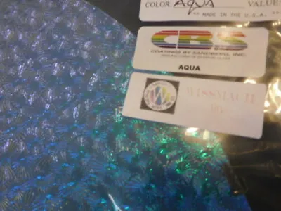 Dichroic Glass:CBS 90COE Aqua On Florentine Textured Thin Clear-  3  Sq • $10.95