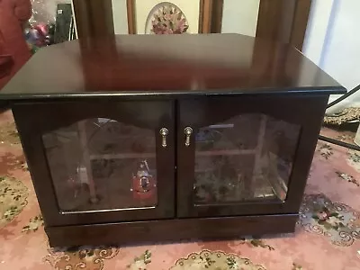 REDUCED. Mahogany Corner TV Unit With Shelves And Glass Etched Doors. • £20