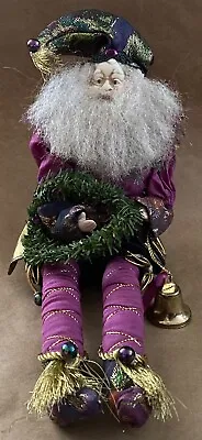 Vintage Christmas Purple Santa Bendable Decorative Doll With Bell • $33.99