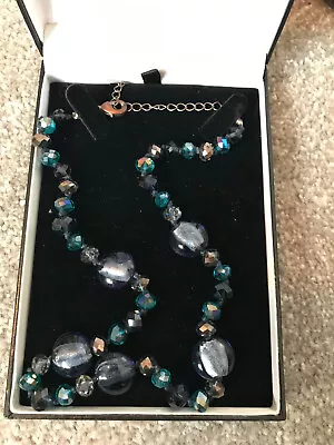 Marks And Spencer M&S Blue Silver Sparkly Beaded Necklace • £5.95