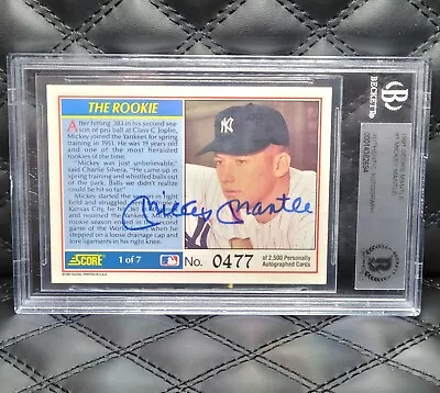 1991 Score Mickey Mantle #1  THE ROOKIE  Autograph BOLD Auto /2500 BGS Authentic • $1750