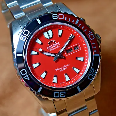 Japan Watch Orient MAKO Vintage Watch Automatic Diver Mens Wristwatch Red Dial • $220
