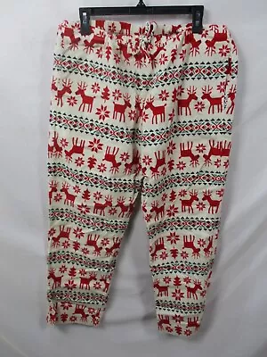 Hanna Andersson Womens Pajama Pants Large White Patterned Christmas Drawstring • $24.99