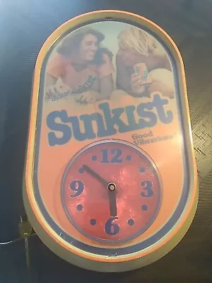 Vintage Sunkist Soda “Good Vibrations” Electric Lighted Motion Clock WORKS! • $109.99