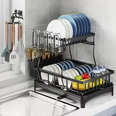 2 Tier Over The Sink Dish Drying Rack Dish Rack Above Kitchen Shelf Dish Drainer • $27.99