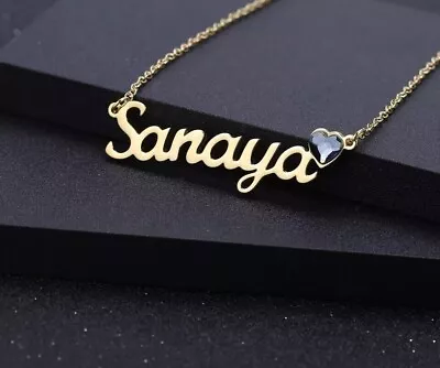 Any Name Necklace Birthstone Necklace Personalized Stainless Steel Jewelry Gift • $46