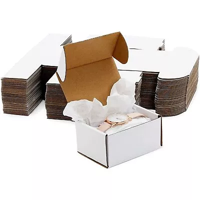 50-Pack White Corrugated Packaging Boxes 4x3x2 Bulk Small Cardboard Foldable... • $29.86