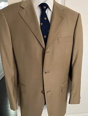 $1200 ITALY Super 110’ 100% Wool/laine Beige Traveler Jacket Tailored Fit Sz 41 • $18