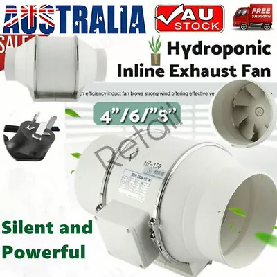 Silent Extractor Fan Duct Hydroponic Inline Exhaust Industrial Vent 4/6/8  Inch • $42.88