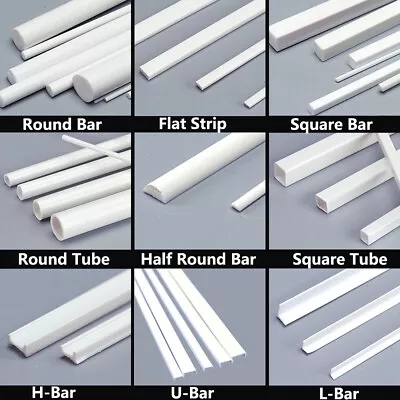 ABS Bar Tube Styrene Plastic Strip/Round/Square/Angles Rod DIY Model Building • $3.08