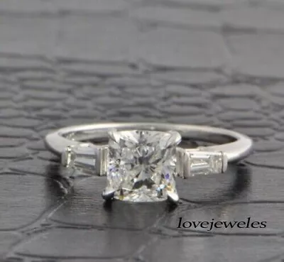 Real Moissanite 2CT Cushion Cut VVS1 Engagement Wedding Ring 925 Silver • $156.32