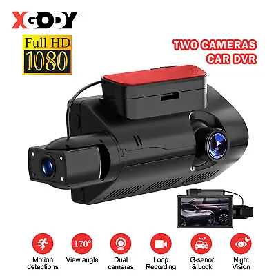 $35.69 • Buy XGODY Dual Dash Cam Front And Inside 1080P Car Recorder For Uber And Taxi Driver