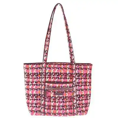 VERA BRADLEY Houndstooth Tweed Villager Tote Bag Purse *RETIRED Charger Pocket • $25