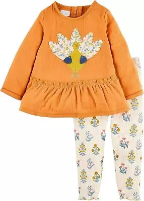 Mud Pie Kids Thanksgiving Turkey Tunic And Autumn Legging Girls 2 Pc Set • $43.99