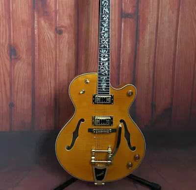 Custom Finish Hollow Body Yellow 6String Electric Guitar HH Pickup Mahogany Neck • $333.93