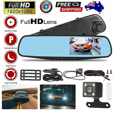 4.3  1080P Dual Lens Car Auto DVR Dash Cam Video Camera Recorder Rearview Mirror • $42.99