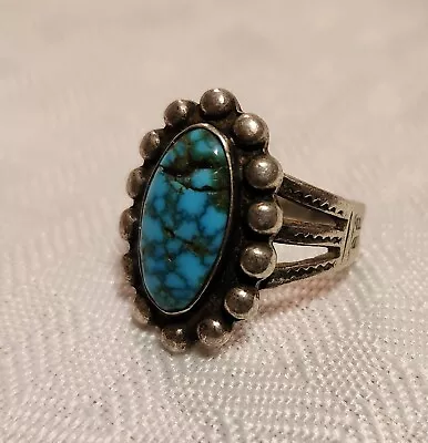 Vintage Native American Sterling Turquoise Ring Size 5 • $42.99