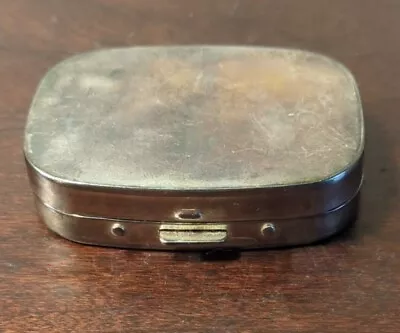 Metal Silver Colored - Vintage Pill Snuff Box Make-up  Hinged Lid Small  Mirror  • $10