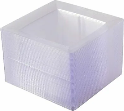 Clear Square Plates Set By Oasis Creations - 6.5  - 50 Count - Premium Hard Clea • £28.93