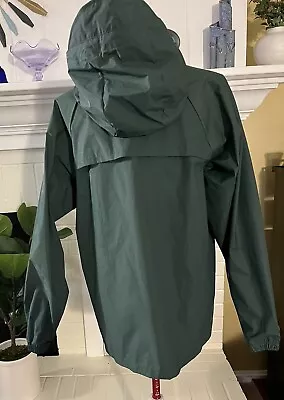 Stearns Dry Wear Rain Jacket Mens Small Green Hooded Vented Full Zip Snaps *Pics • $15.99
