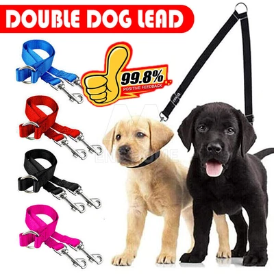 $6.59 • Buy Two Way Double Dog Leash Lead Walk 2 Dogs With One Lead Coupler Two Way Lead