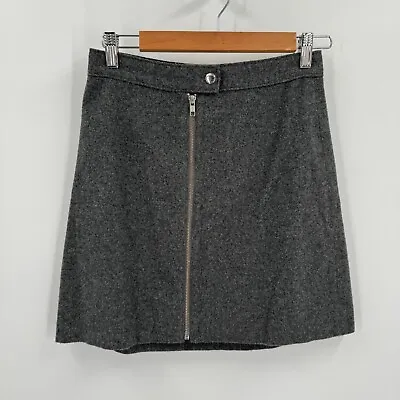 Madewell Women’s Studio Zip Skirt Wool Blend Lined Gray Size 0 NWOT • $14.59