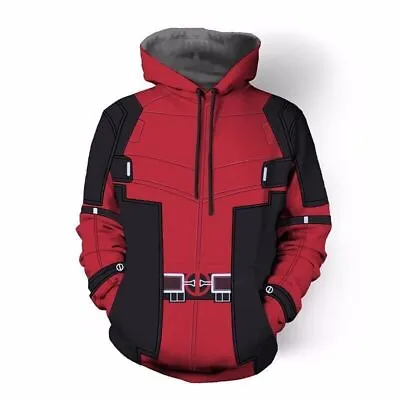 Marvel Deadpool Cosplay Hoodie Sweatshirts Pullover Hooded Jacket Coat Partywear • £34.28