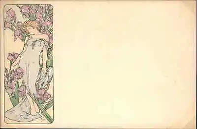 Alphonse Mucha Art Nouveau Beautiful Woman Panel Series 1890s Unused Postcard • $99.99