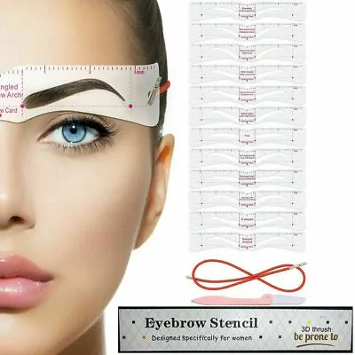 14Pcs Eyebrow Stencils Shaper Grooming Kit Brow Make-Up Template Tool Reusable • £3.99