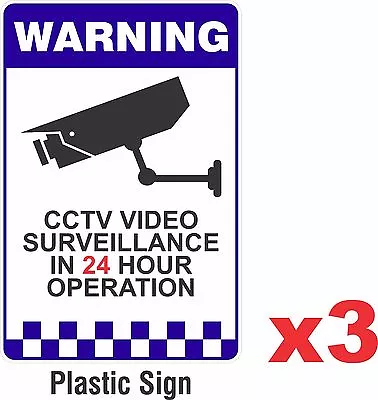 3 PACK - Warning CCTV Security Surveillance Camera Rigid Plastic Sign 200x300mm • $11.44