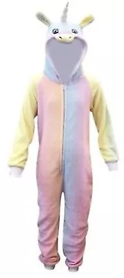  Girls Multi Coloured Soft Unicorn All In One Onesieone Pyjamas Age 7-13 Years • £12.99