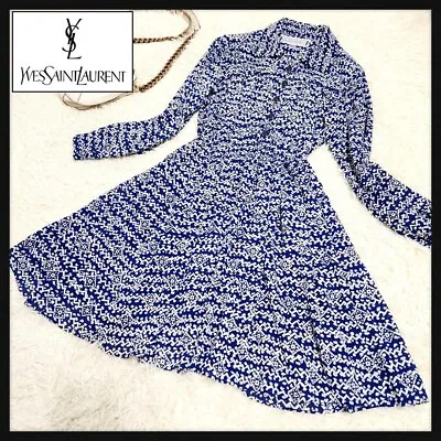 Yves Saint Laurent Vintage Button A-Line Ruffle Dress Size M From Japan • $197