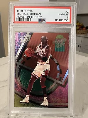 1993-94 Fleer Ultra - Power In The Key #2 - Michael Jordan PSA 8 - Very Sharp • $218.99