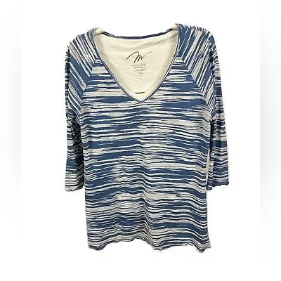 MiracleBody By MiracleSuit Women’s Slimming Blue White Scoop Neck Top- Size L • $25.60