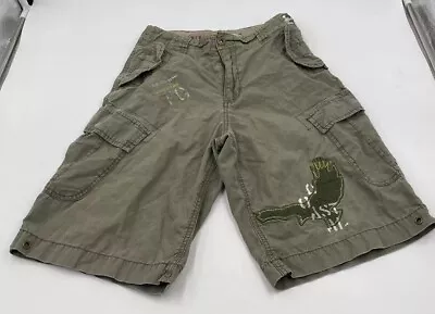 Faded Glory Vintage Boys Shorts Youth Army Green Cargo Size 12 Pre-Owned Used • $6.99