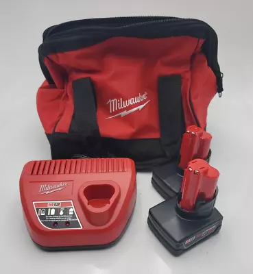 Milwaukee 48-11-2440 M12 XC 4.0 AH REDLITHIUM™ Battery Pack X2 + M12 Charger • $89.99