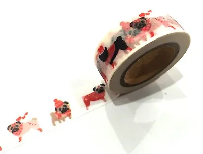 $6.40 • Buy 1PC Japanese Washi Tape -Pug & Love Hearts Puppy Dog Masking Tape 15mm X 10m