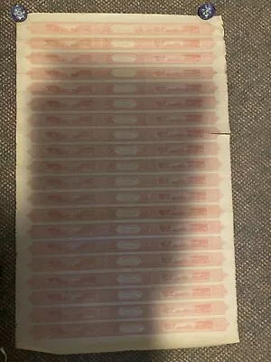 B36 - CIVIL WAR 1864 CIGAR TAXPAID STAMPS $40 ROSE FULL SHEET OF 20 Unused • $499.95