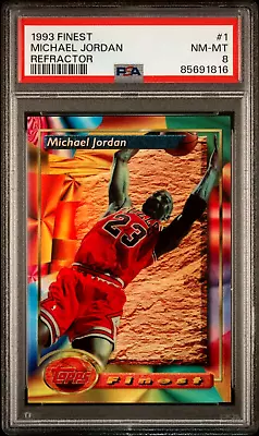 1993 Topps Finest #1 Michael Jordan REFRACTOR Chrome Graded PSA 8 NM MINT ICONIC • $1099.99