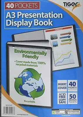 A3 Black Display Book 40 Pocket Art Document Presentation Folder Portfolio • £9.95